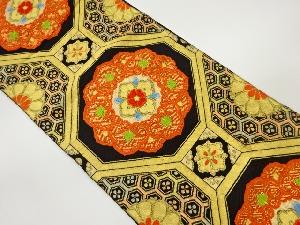 蜀江文に華紋・亀甲・花菱模様織出し袋帯